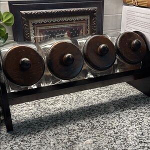 Vintage Glass Kitchen Wood Food Storage Jars Final Sale